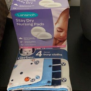 Box of nursing pads and burp cloths